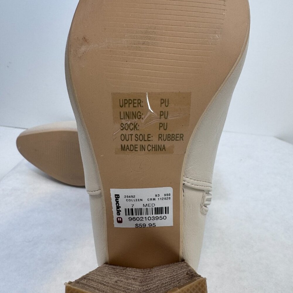 Ccocci Womens 7 Cream Ankle Boots Faux Leather Colleen Block Heels Pointed Zip - Picture 15 of 15
